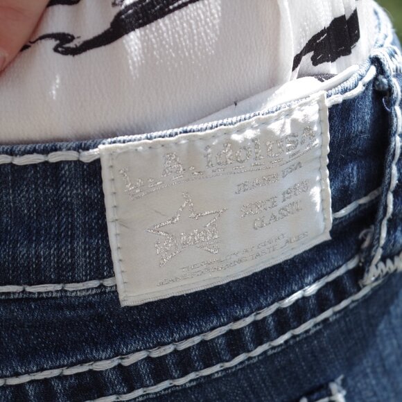 L.A Idol Jean U.S.A Women's Boot Cut With Rhinestones On Pockets Size29/32 - Picture 9 of 10
